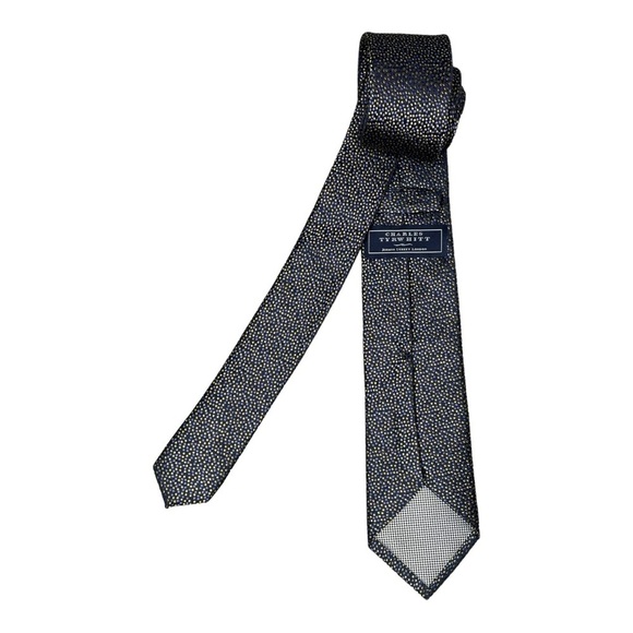 CHARLES TYRWHITT LONDON ROYAL SETA SILK NAVY MICRO DOT NECK TIE - Picture 8 of 9